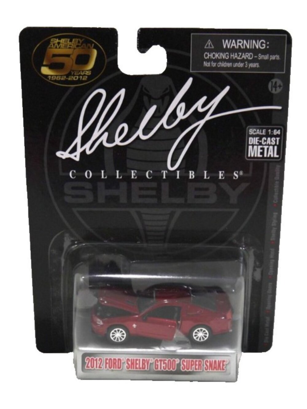 Shelby Collectibles 50th red 2012 Ford GT500 Super Snake diecast 1:64 car, New